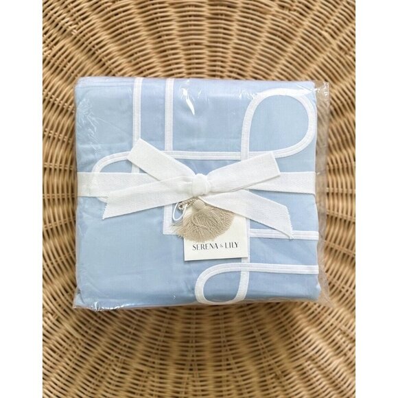 NEW Serena & Lily Southport Sateen Duvet Cover (K/CK)-Cape Blue - Picture 1 of 2
